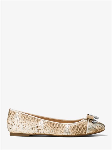 michael michael kors alice snake-embossed leather ballet flat|MICHAEL MICHAEL KORS Alice Leather Ballet Flat .